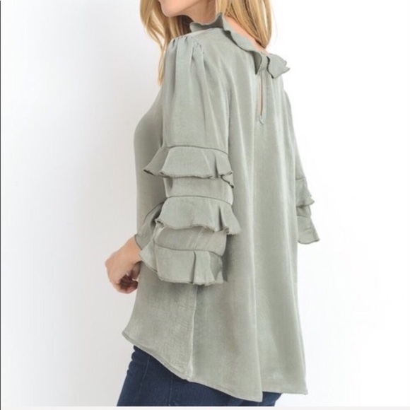 #159 (only LG) Sage Ruffled Blouse - Picture 5 of 7